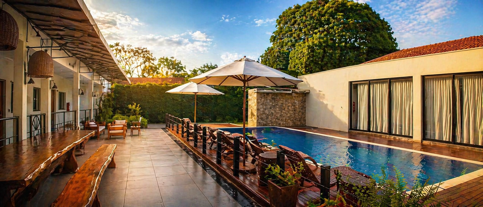 Área de recreación con piscina