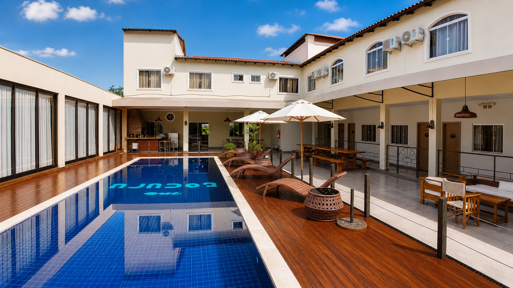 Área de recreación con piscina